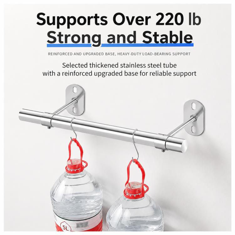 Heavy-duty stainless steel drying rod flange bracket set, wall plates and support arms