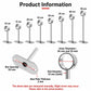 Stainless steel clothes rod bracket with flange base and ring, size diagram view