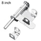 8-inch stainless steel slide bolt latch with mounting plates and locking handle.