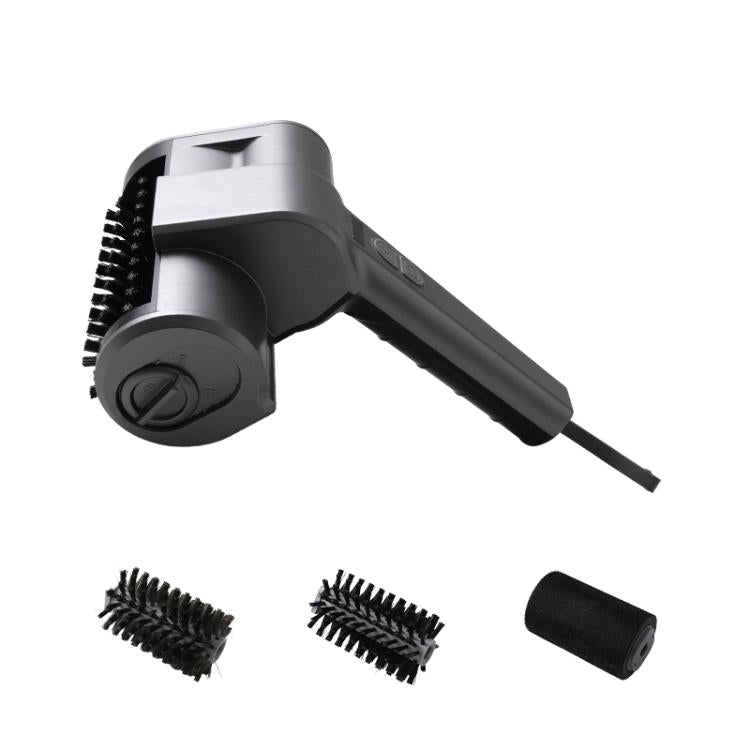 Electric grill cleaning brush with rotating bristle drum and three replacement heads