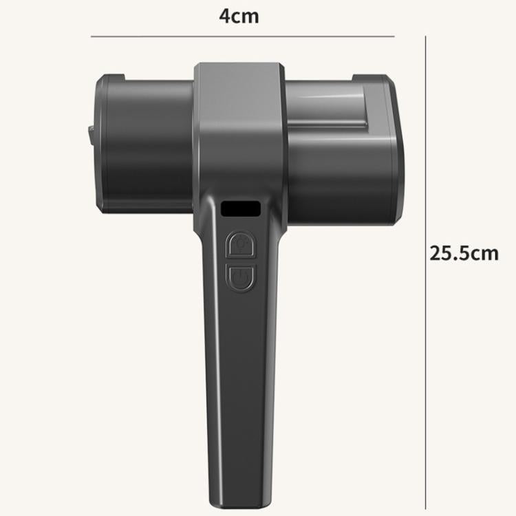 Electric grill cleaning brush size diagram, black handle with rotating drum