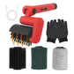 Red electric BBQ cleaning brush kit with 3 replaceable brush heads and matching gloves