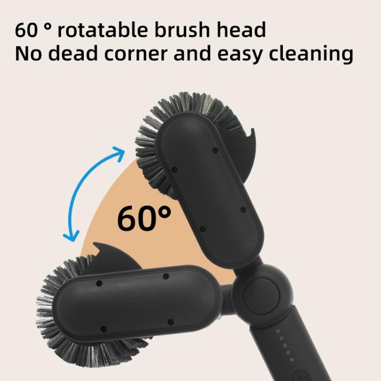 Black 60° rotatable brush head attachment for flexible cleaning access