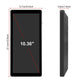 Slim 10.36-inch black touchscreen rear-view mirror monitor, front and side view