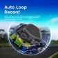 Black rear-view DVR camera module with dual lenses and wired mounting bracket