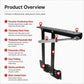 Black pneumatic lift bracket with positioning holes and steel lifting rod, diagram view