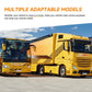 Yellow truck cab and cargo area, compatible with electronic rear-view mirror system