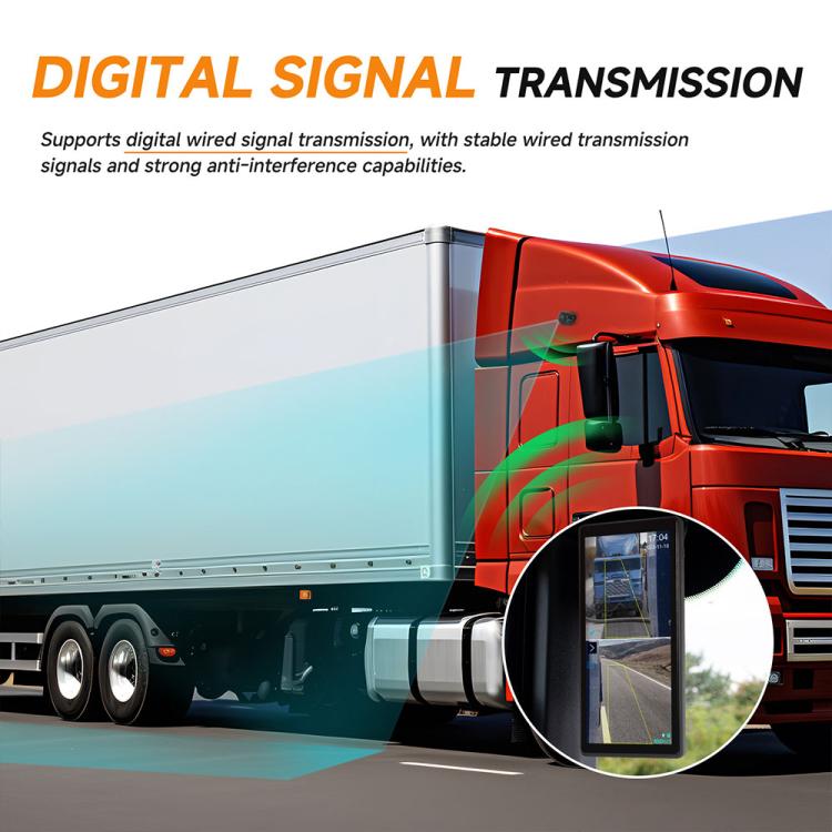 Truck rear-view camera and monitor system for digital wired signal transmission