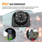 Waterproof truck rear-view camera with black housing and water droplets