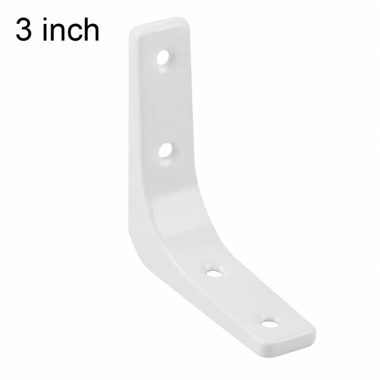 White L-shaped wall shelf brace, 3 inch, 4 mounting holes