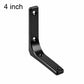 Black L-shaped wall shelf brace, 4 inch, 4 mounting holes