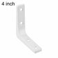 White L-shaped wall shelf brace, 4 inch, 4 mounting holes