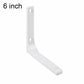 White L-shaped wall shelf brace, 6 inch, 4 mounting holes