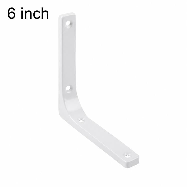 White L-shaped wall shelf brace, 6 inch, 4 mounting holes