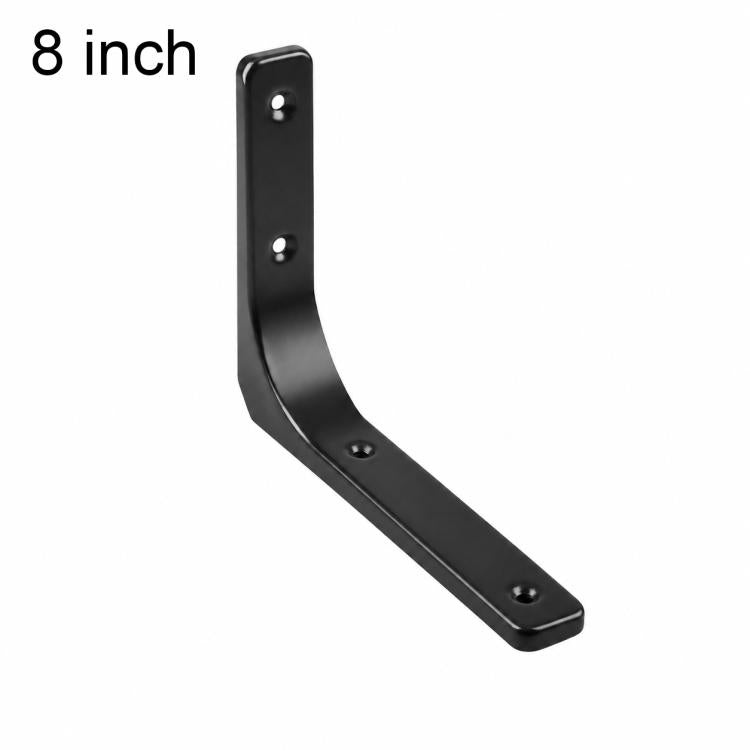 Black L-shaped wall shelf brace, 8 inch, 4 mounting holes