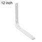 White 12-inch L-shaped wall shelf support brace with mounting screw holes