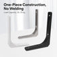 L-shaped wall shelf support brackets in white and black, each with mounting screw holes
