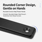 Black L-bracket corner with rounded edge and mounting hole