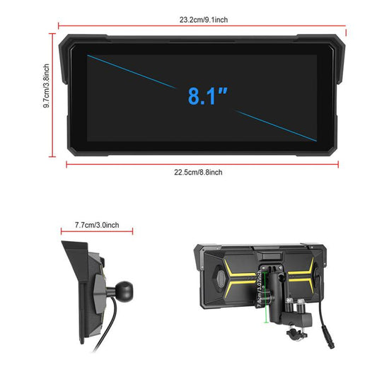 8.1 inch Motorcycle Portable Waterproof Wireless CarPlay GPS Navigator, Standard, Standard+Tire Pressure Monitor