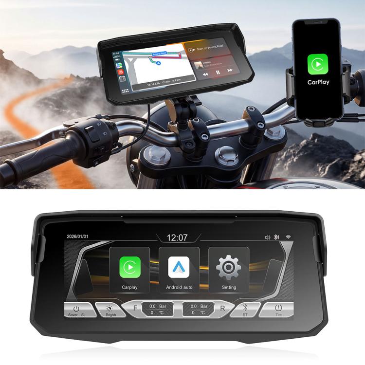 6.86 inch Motorcycle Wireless CarPlay and Android Auto Display Screen Navigator, Standard, with Tire Pressure Sensor