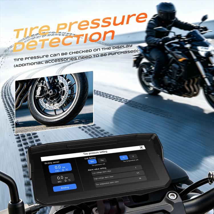 6.86 inch Motorcycle Wireless CarPlay and Android Auto Display Screen Navigator, Standard, with Tire Pressure Sensor