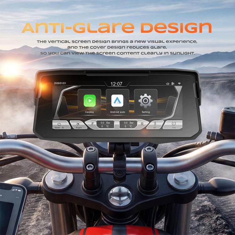 6.86 inch Motorcycle Wireless CarPlay and Android Auto Display Screen Navigator, Standard, with Tire Pressure Sensor
