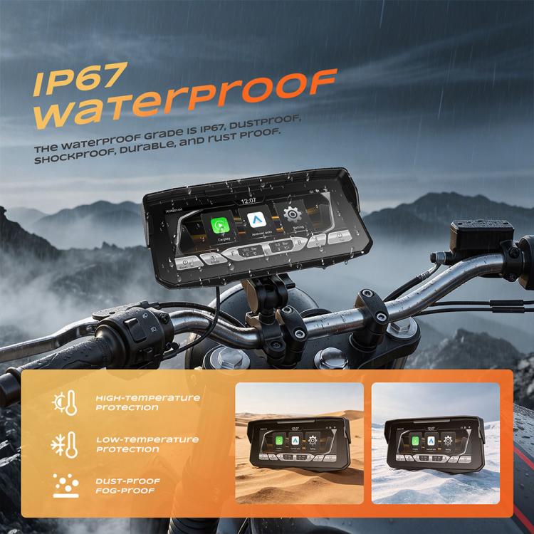 6.86 inch Motorcycle Wireless CarPlay and Android Auto Display Screen Navigator, Standard, with Tire Pressure Sensor