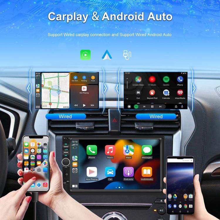 7 inch Car HD Touchable Screen Wireless Carplay Dual Spindle MP5 Player, Standard, Standard+Reversing Camera