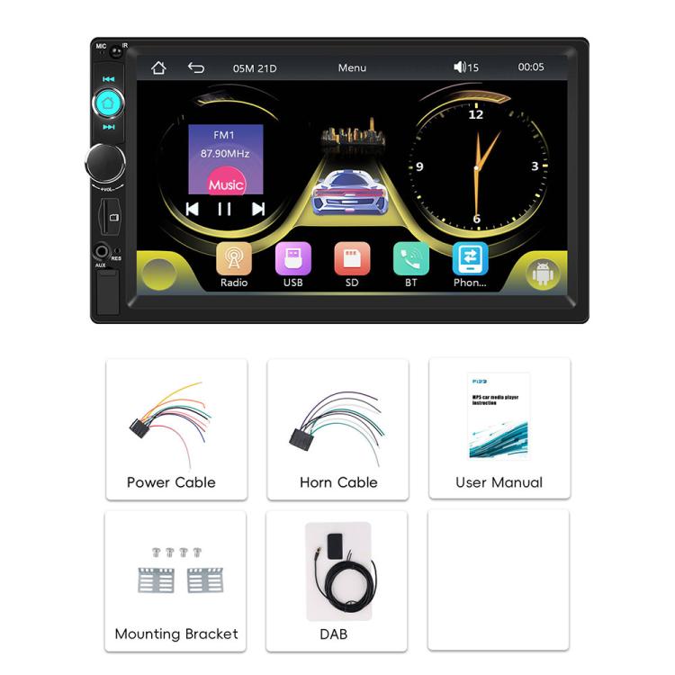 7 inch Car HD Touchable Screen Wireless Carplay Dual Spindle MP5 Player, Standard, Standard+Reversing Camera