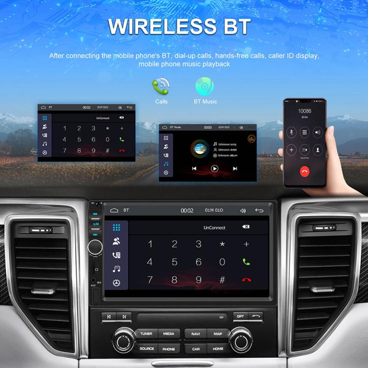7 inch Car HD Touchable Screen Wireless Carplay Dual Spindle MP5 Player, Standard, Standard+Reversing Camera