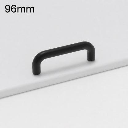 Cabinet door pull handle, black, 96mm curved bar