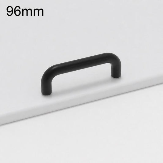 Cabinet door pull handle, black, 96mm curved bar