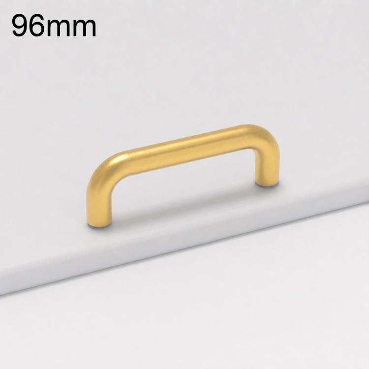 Cabinet door pull handle, gold, 96mm curved bar