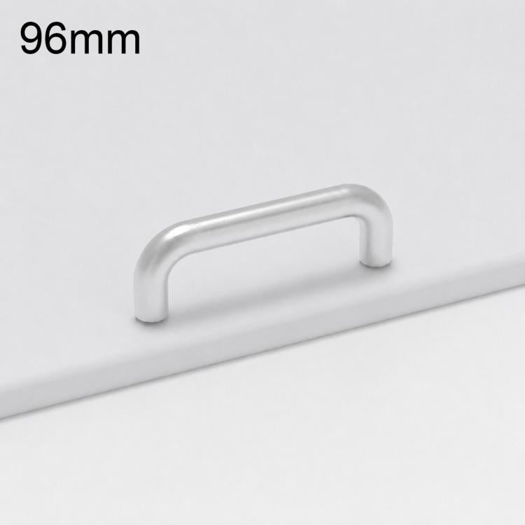 Cabinet door pull handle, silver, 96mm curved bar