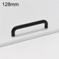 Cabinet door pull handle, black, 128mm curved bar