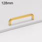 Cabinet door pull handle, gold, 128mm curved bar