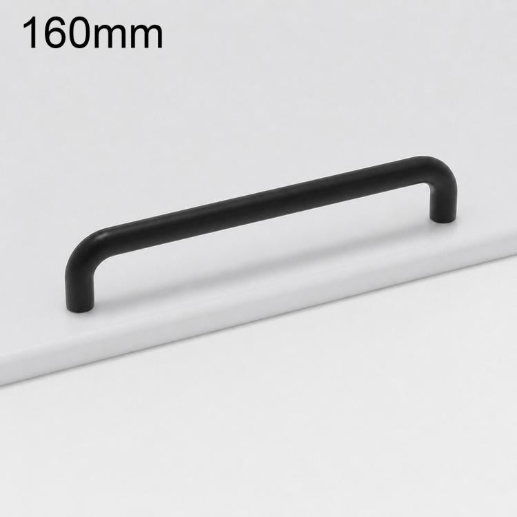 Cabinet door pull handle, black, 160mm curved bar