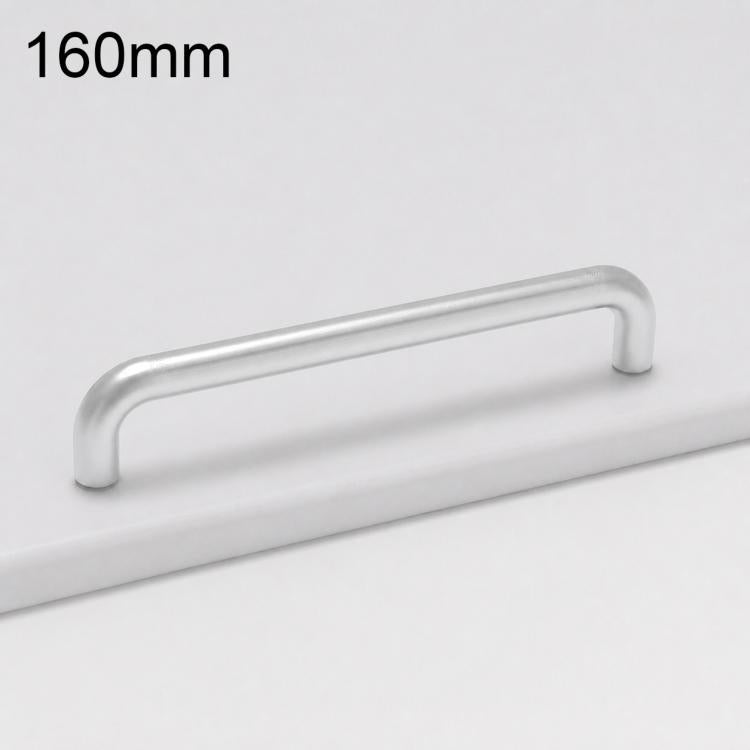 Cabinet door pull handle, silver, 160mm curved bar