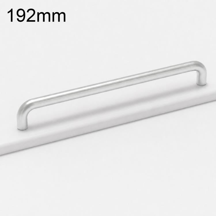 192mm aluminum cabinet pull handle in silver, curved U-shape with rounded ends