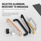 Set of aluminum cabinet pull handles in black, gold, silver, and copper tones