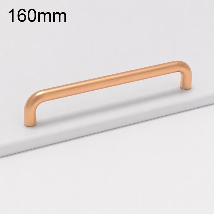 Aluminum cabinet pull handle, 160mm, gold tone U-shaped bar