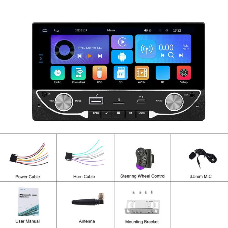 6.86 inch Car Wireless Carplay Dual Spindle MP5 Player, Standard, Standard+Reversing Camera