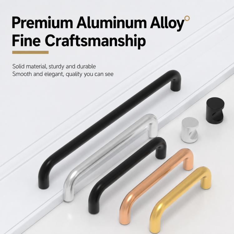 Stainless steel cabinet pull handle bar, matte black and brushed silver options