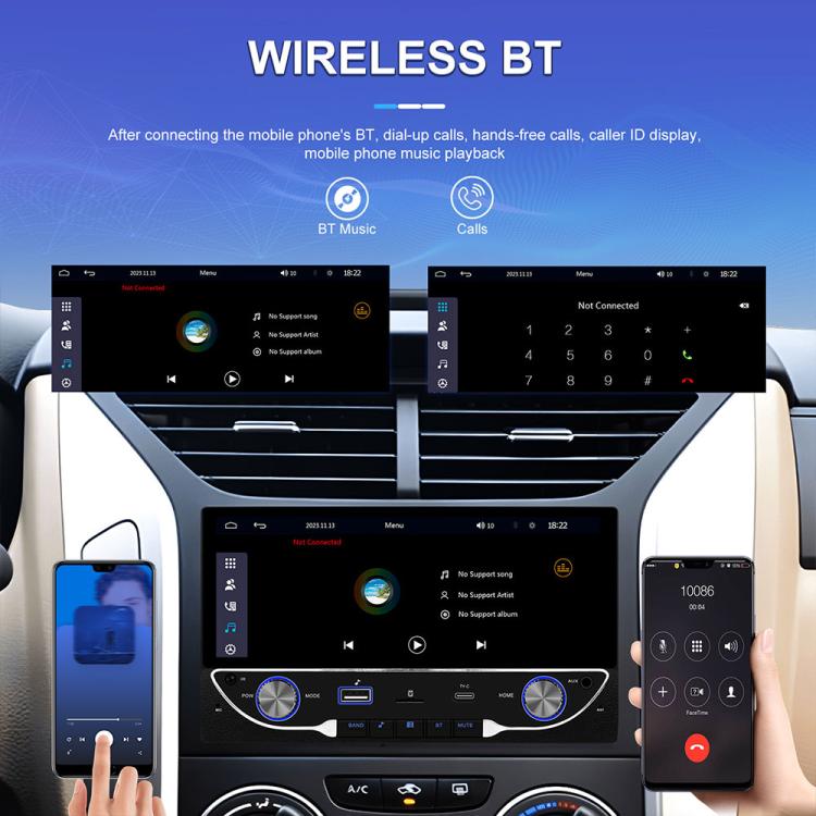 6.9 inch Car Wireless Carplay Dual Spindle MP5 Player, Standard, Standard+Reversing Camera