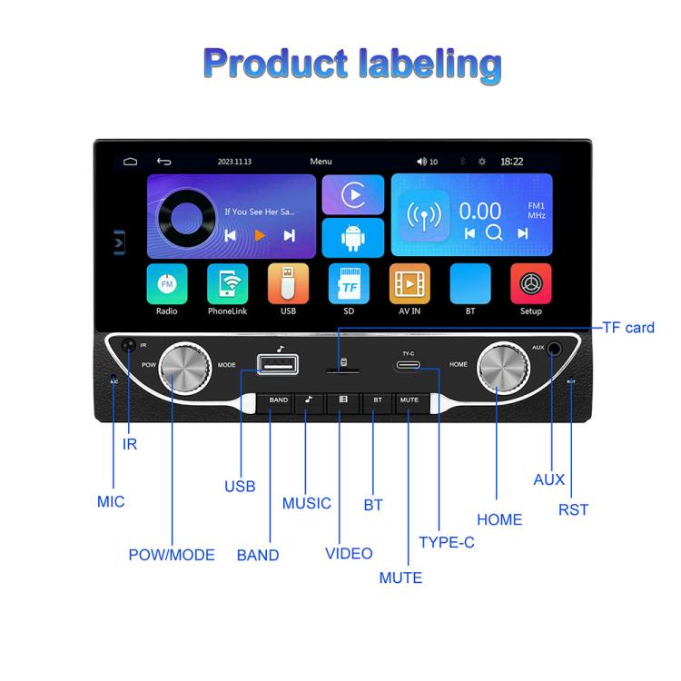 6.9 inch Car Wireless Carplay Dual Spindle MP5 Player, Standard, Standard+Reversing Camera