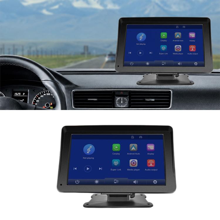 7-inch portable car navigation touchscreen with stand, showing app icons on screen
