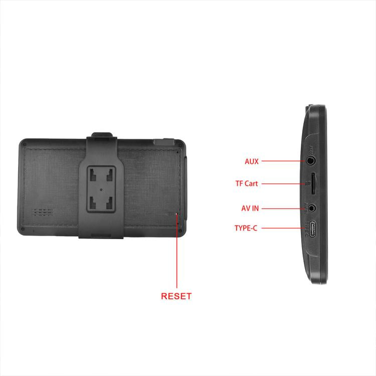 7-inch portable car navigation touchscreen with side ports panel and rear cover