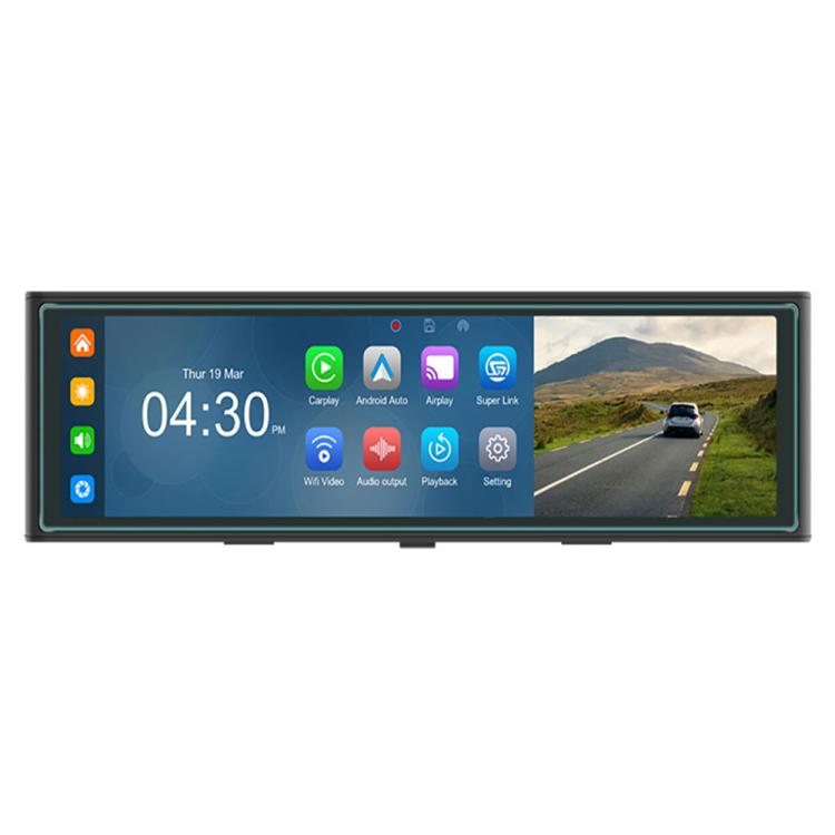 In-car touchscreen navigation display with road map view on a dark screen