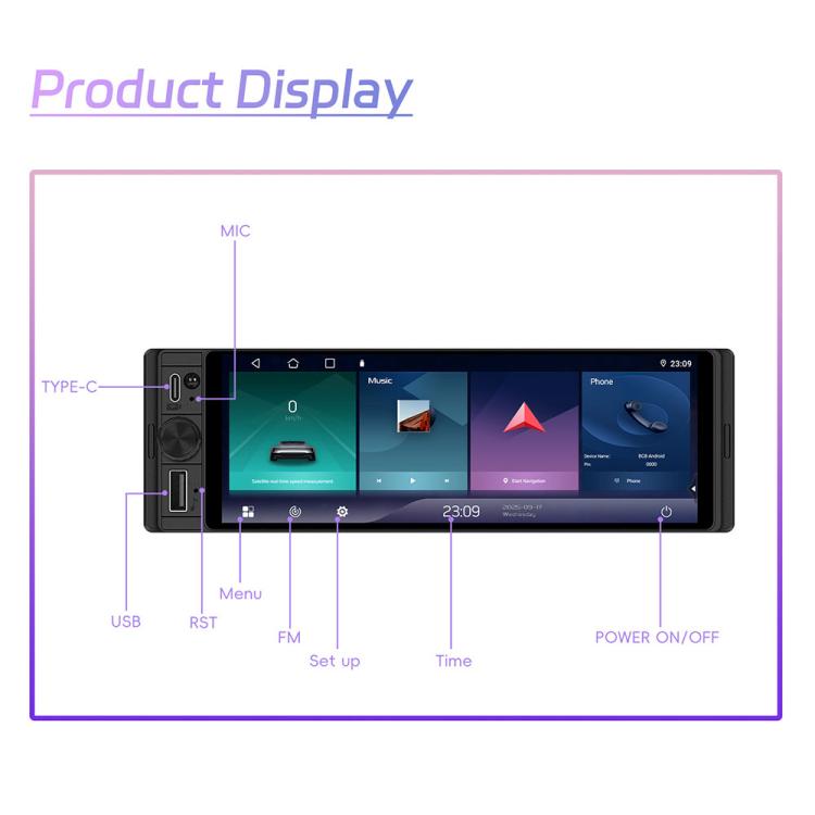 Universal 6.28 inch Single-DIN Car Center Console Display with CarPlay & Android Auto Function, Standard, with AHD Camera + Microphone