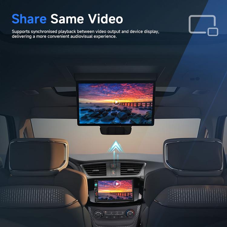 In-dash Dual-DIN MP5 car radio with 7-inch touchscreen display installed in center console